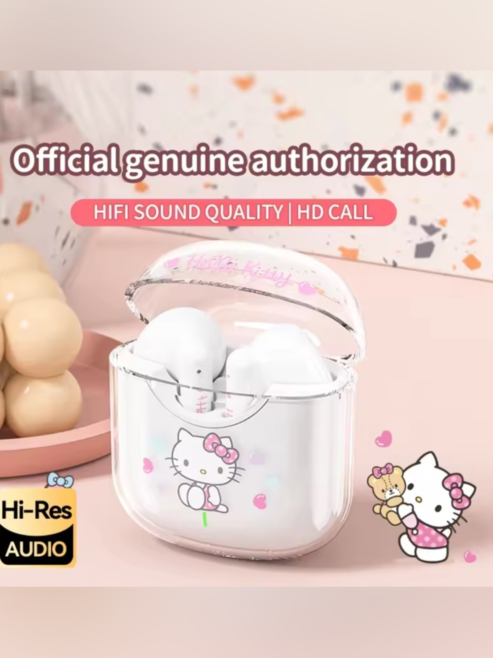 Hello Kitty Pink & White Wireless Bluetooth Earbuds with Cute character Print!